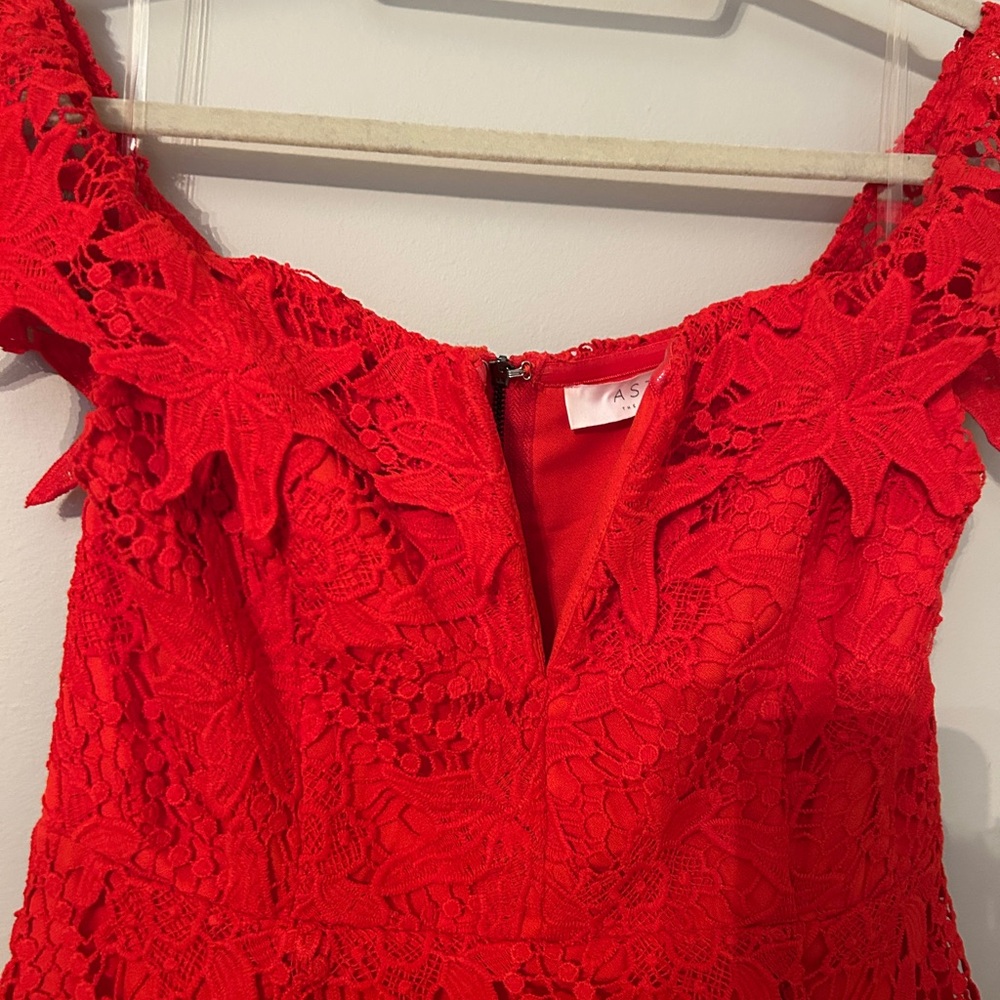 ASTR Vibrant Red Lace Top